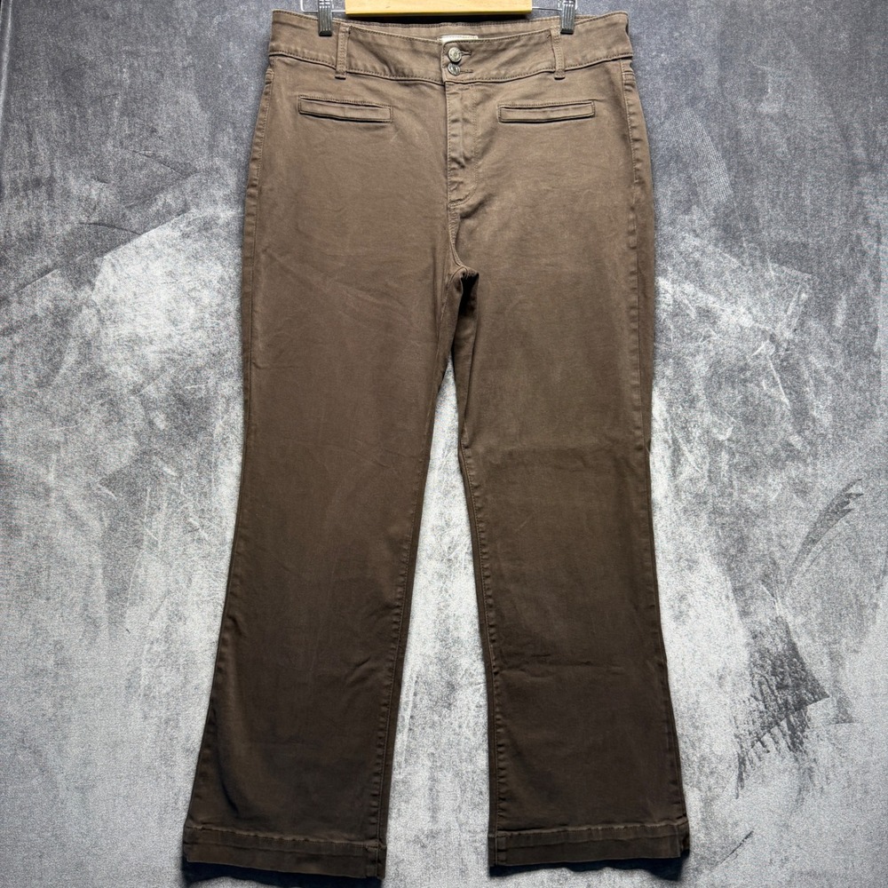 KUT from the Kloth Pants Womens 14 Brown Cotton Kelsey Flare Work Casual